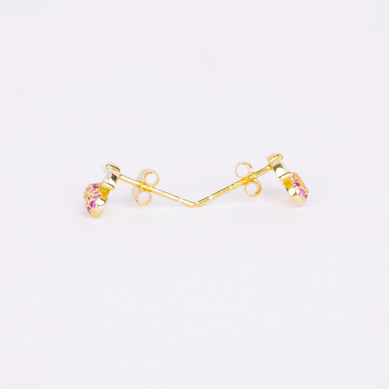 Celeste Crystal Cherry Marquise Leaf Earrings - gold plated crystal cherry leaf stud earrings for women - view 2