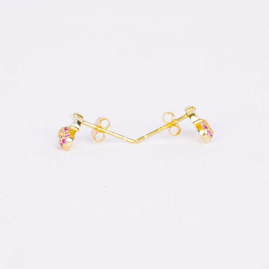 Celeste Crystal Cherry Marquise Leaf Earrings - gold plated crystal cherry leaf stud earrings for women - view 2