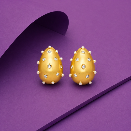Celeste Crystal Seed Pearl Teardrop Drop Earrings - gold plated crystal seed pearl teardrop earrings for women - view 5