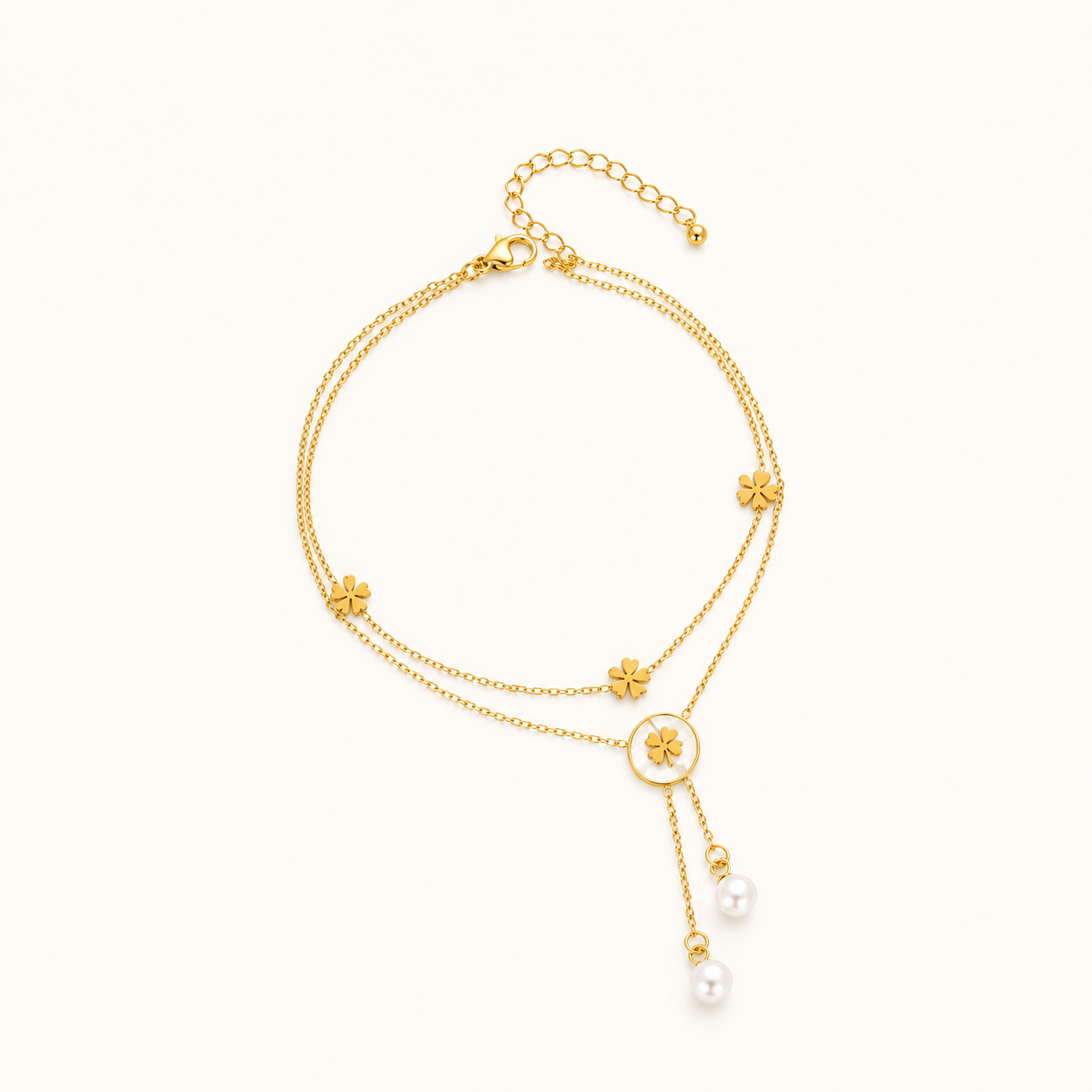 Celeste Double Layer Boho Charm Anklet - gold plated double layer boho anklet for women - view 2