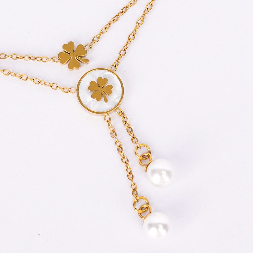 Celeste Double Layer Boho Charm Anklet - gold plated double layer boho anklet for women - view 3