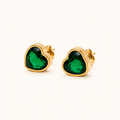 Celeste Emerald Green Crystal Heart Stud Earrings