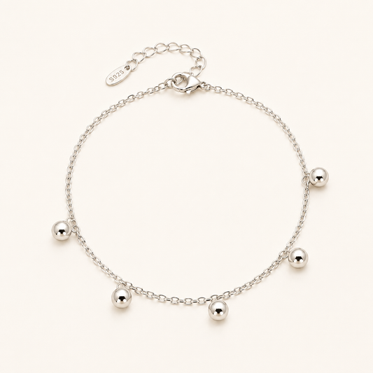 Celeste Flower Bead Charm Anklet - gold plated flower bead charm anklet for women - view 2