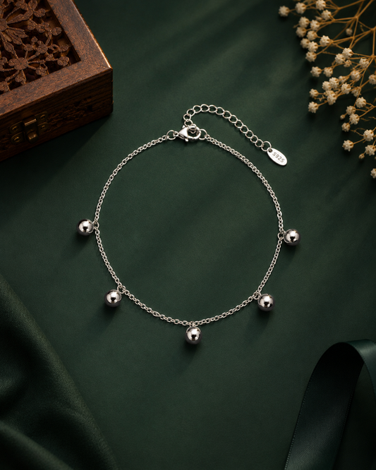 Celeste Flower Bead Charm Anklet - gold plated flower bead charm anklet for women - view 3