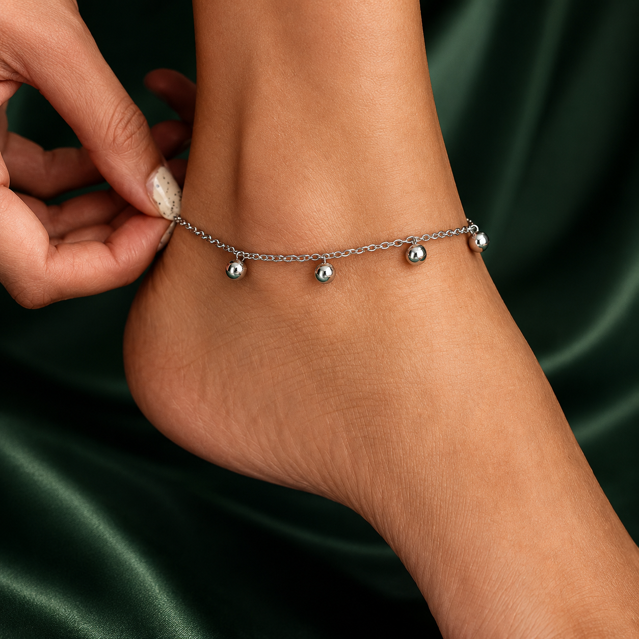 Celeste Flower Bead Charm Anklet - gold plated flower bead charm anklet for women