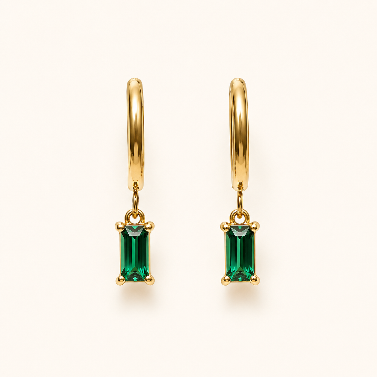 Celeste Geometric Green Stone Stud Earrings - gold plated geometric green stone stud earrings for women