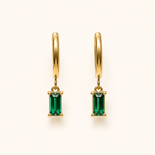 Celeste Geometric Green Stone Stud Earrings - gold plated geometric green stone stud earrings for women