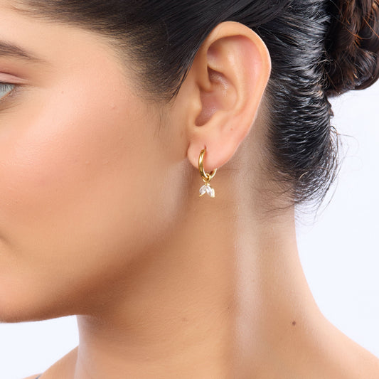 Celeste Mermaid Tail Huggie Hoop Earrings - gold plated mermaid tail huggie hoop earrings for women - view 2