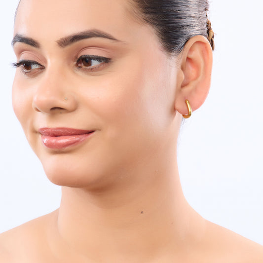 Celeste Oblong Huggie Hoop Earrings - gold plated oblong huggie hoop earrings for women - view 3
