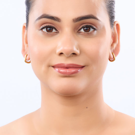 Celeste Oblong Huggie Hoop Earrings - gold plated oblong huggie hoop earrings for women - view 4