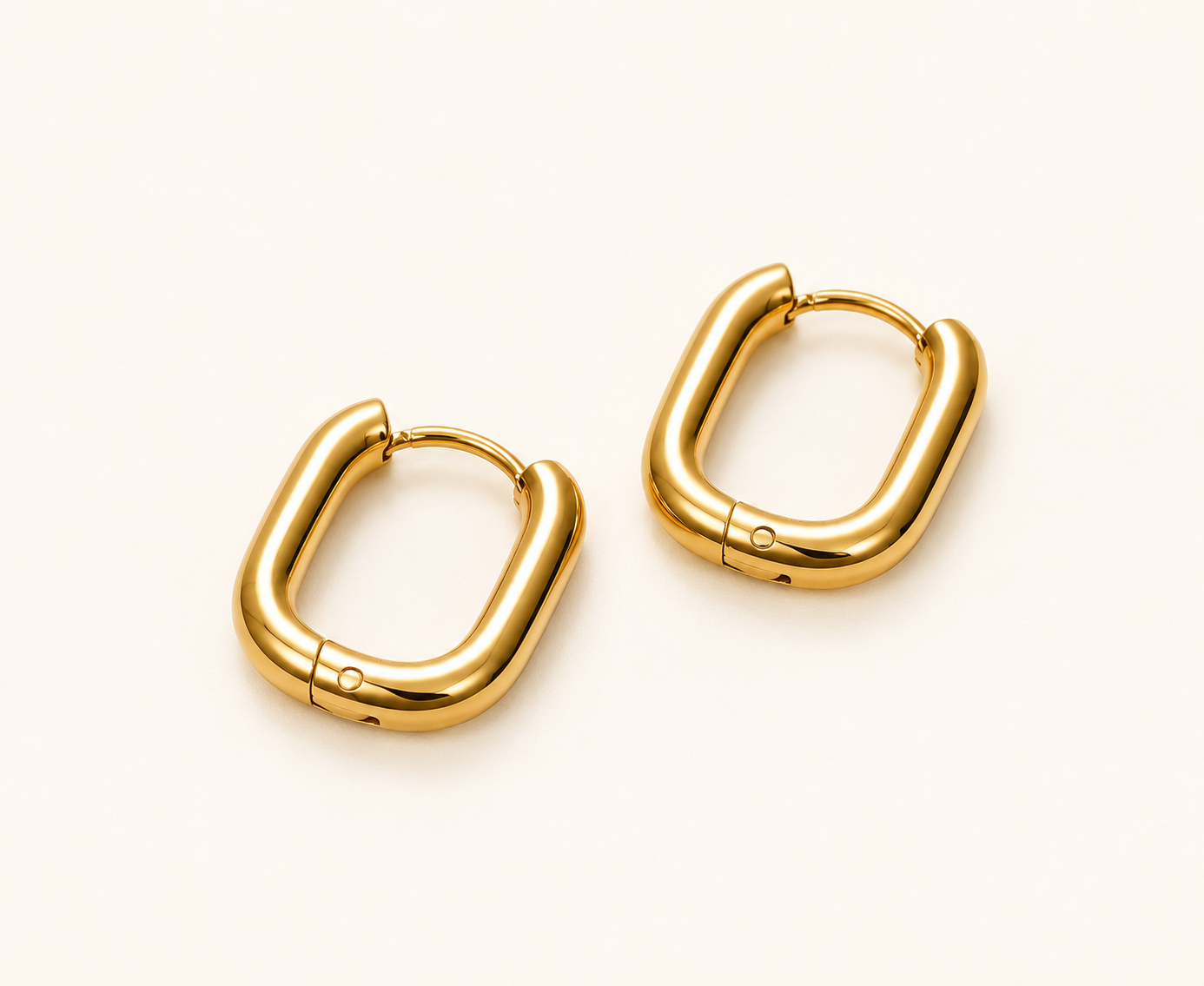 Celeste Oblong Huggie Hoop Earrings - gold plated oblong huggie hoop earrings for women