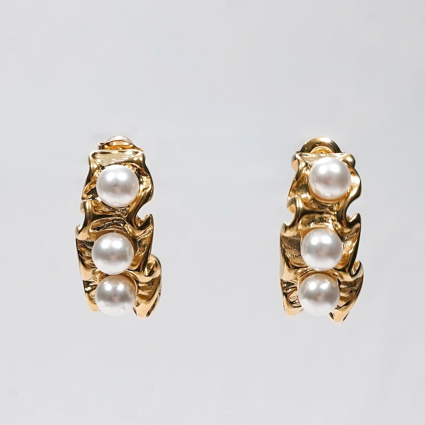 Celeste Pearl J-Hoop Earrings - gold plated pearl j-hoop earrings for women - view 3