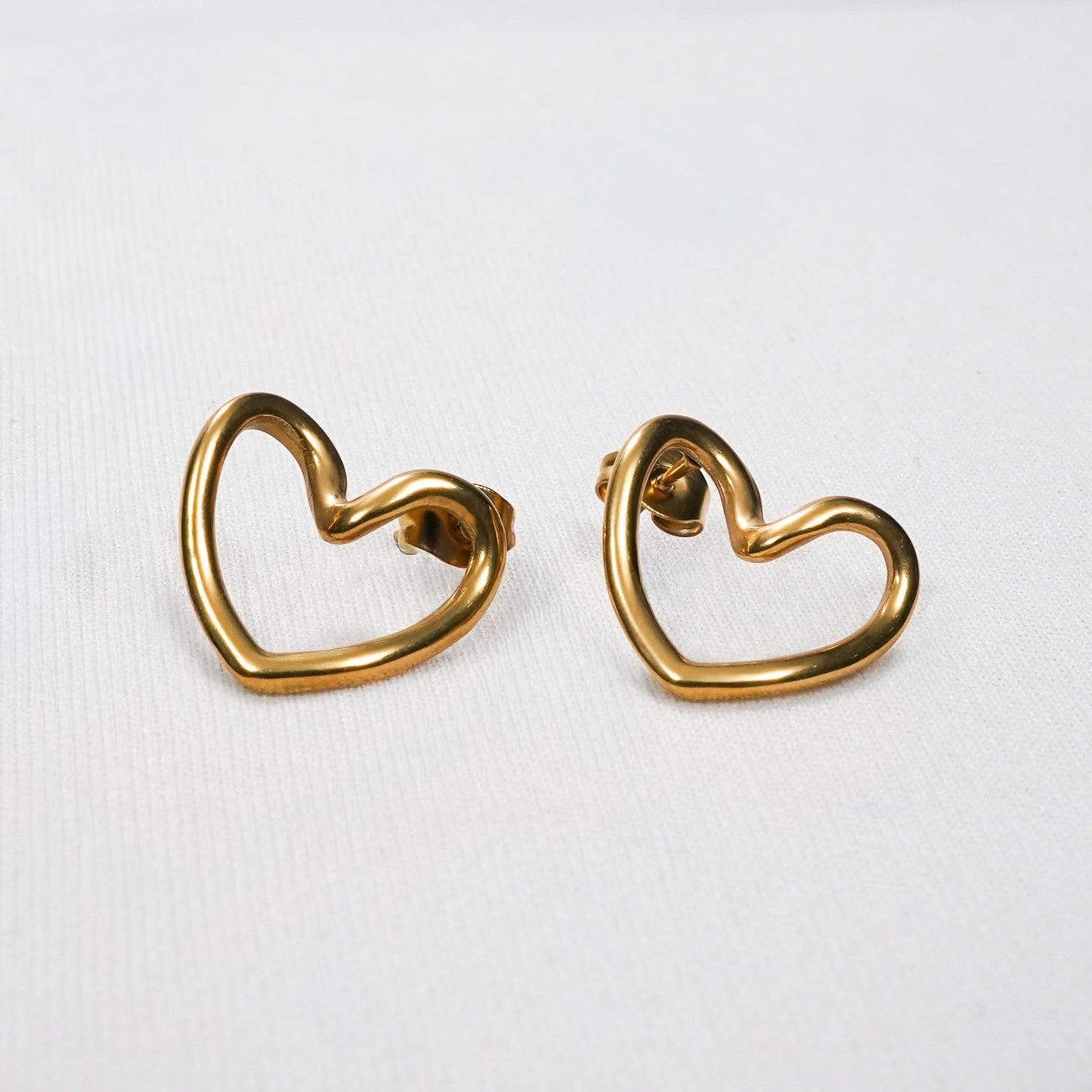 Celeste Rose Heart Silhouette Stud Earrings - rose gold heart silhouette stud earrings for women - view 10