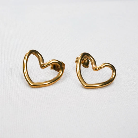 Celeste Rose Heart Silhouette Stud Earrings - rose gold heart silhouette stud earrings for women - view 10