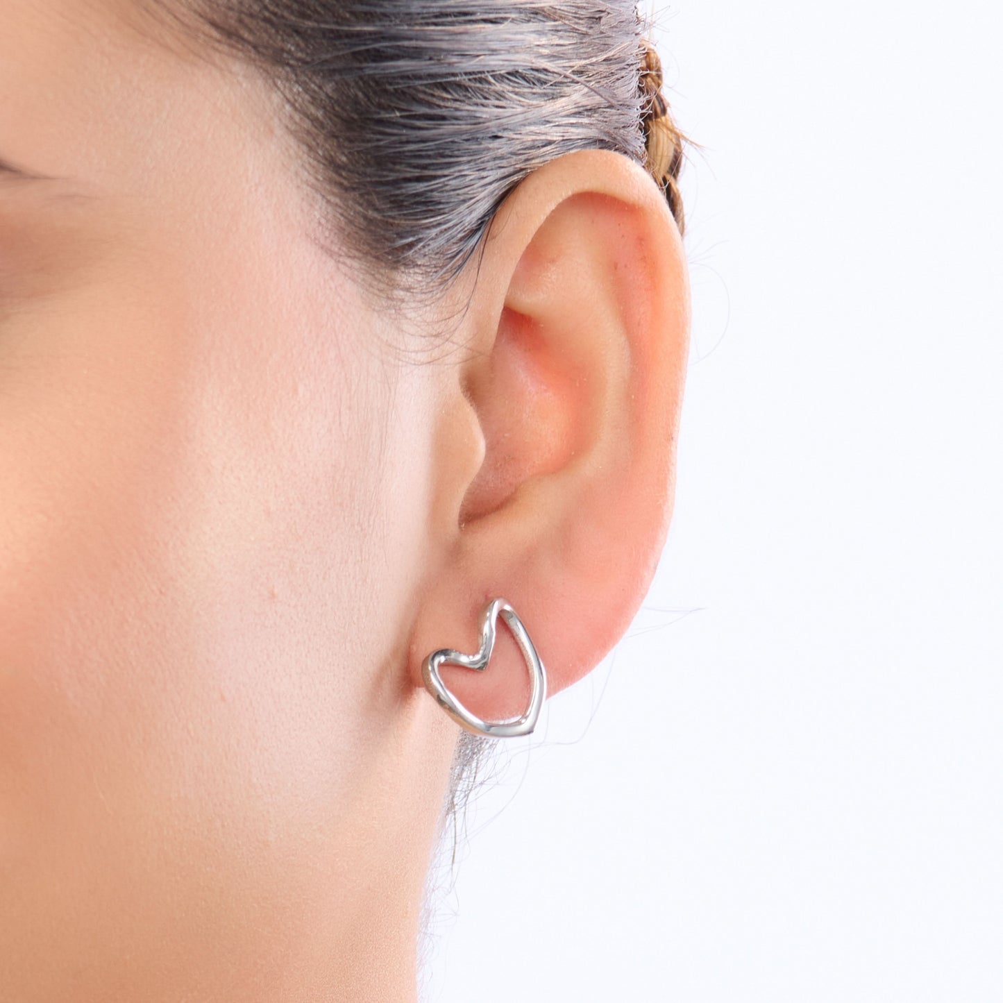 Celeste Rose Heart Silhouette Stud Earrings - rose gold heart silhouette stud earrings for women - view 2
