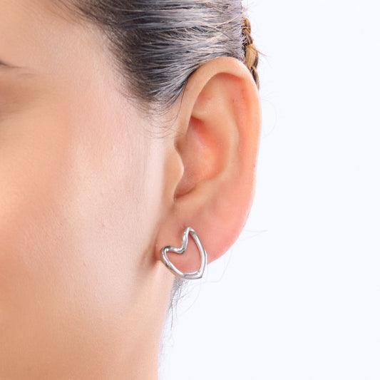 Celeste Rose Heart Silhouette Stud Earrings - rose gold heart silhouette stud earrings for women - view 2