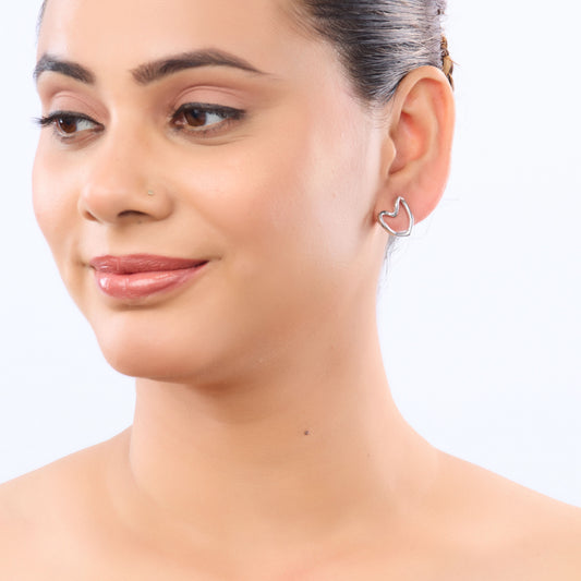 Celeste Rose Heart Silhouette Stud Earrings - rose gold heart silhouette stud earrings for women - view 5