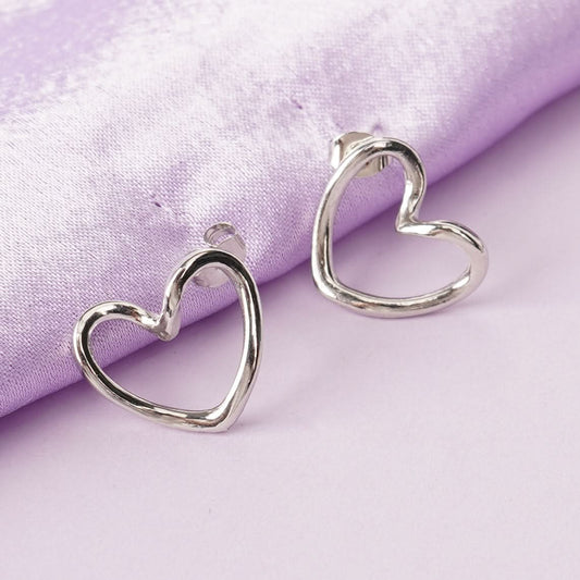 Celeste Rose Heart Silhouette Stud Earrings - rose gold heart silhouette stud earrings for women - view 6