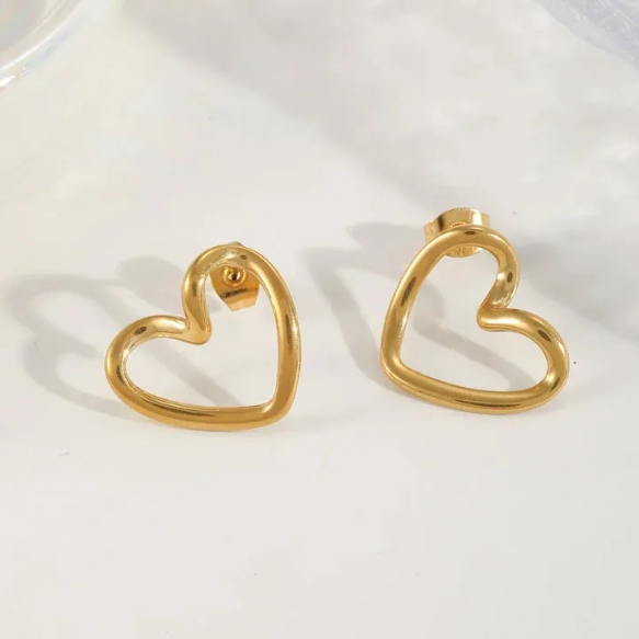 Celeste Rose Heart Silhouette Stud Earrings - rose gold heart silhouette stud earrings for women - view 7