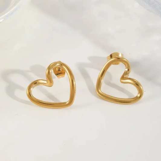 Celeste Rose Heart Silhouette Stud Earrings - rose gold heart silhouette stud earrings for women - view 7