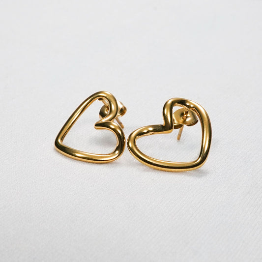 Celeste Rose Heart Silhouette Stud Earrings - rose gold heart silhouette stud earrings for women - view 9