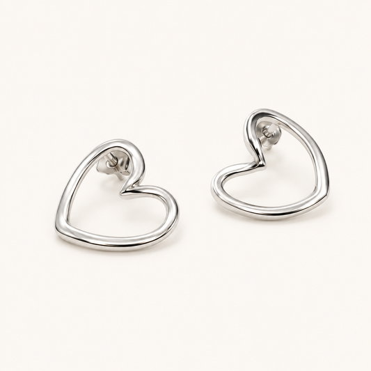 Celeste Rose Heart Silhouette Stud Earrings - rose gold heart silhouette stud earrings for women
