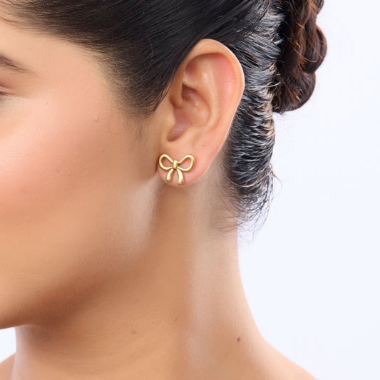 Celeste Silk Ribbon Coquette Drop Earrings - gold plated silk ribbon drop earrings for women - view 2