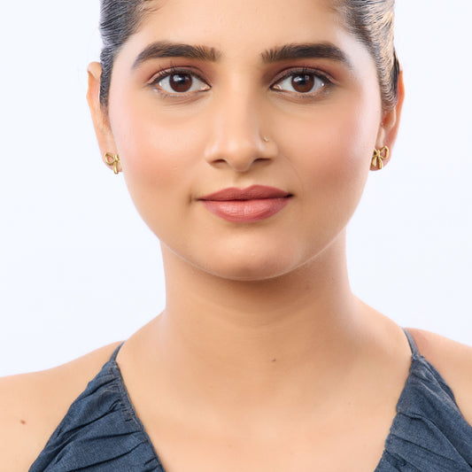 Celeste Silk Ribbon Coquette Drop Earrings - gold plated silk ribbon drop earrings for women - view 4