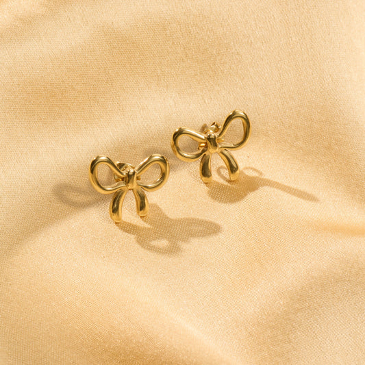 Celeste Silk Ribbon Coquette Drop Earrings - gold plated silk ribbon drop earrings for women - view 5
