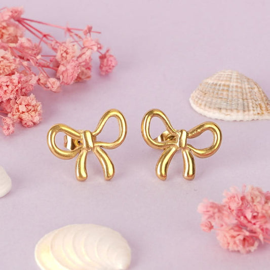 Celeste Silk Ribbon Coquette Drop Earrings - gold plated silk ribbon drop earrings for women - view 6