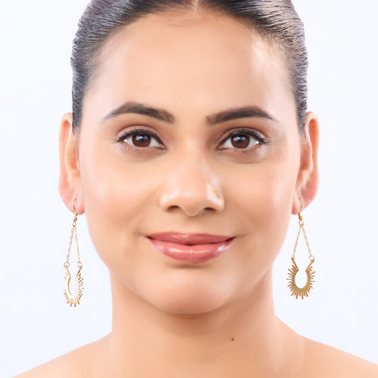 Celeste Sunburst Spike Half-Circle Earrings - gold plated sunburst spike earrings for women - view 3