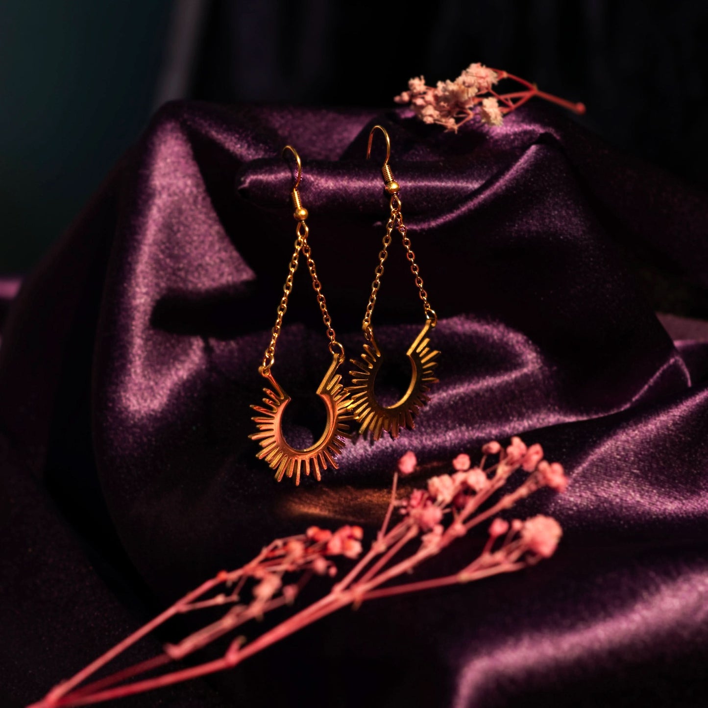 Celeste Sunburst Spike Half-Circle Earrings - gold plated sunburst spike earrings for women - view 4