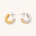 Celeste Tri-Tone Puffed Hoop Earrings