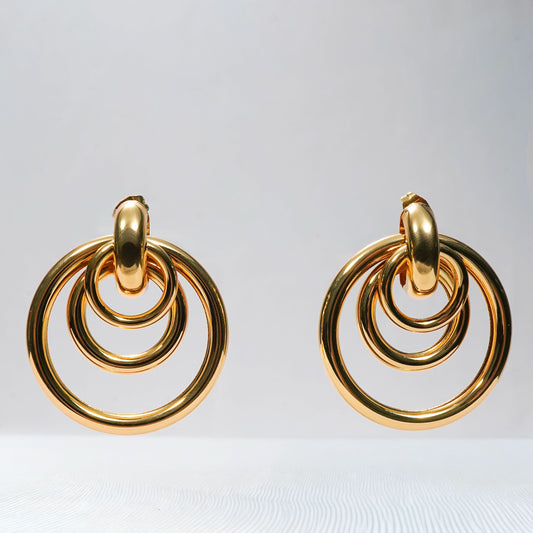 Celeste Triple Concentric Hoop Earrings - gold plated triple concentric hoop earrings for women - view 3
