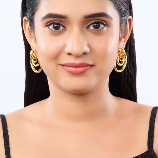Celeste Triple Concentric Hoop Earrings - gold plated triple concentric hoop earrings for women - view 6