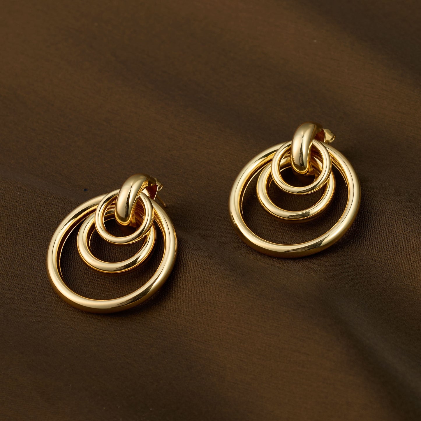 Celeste Triple Concentric Hoop Earrings - gold plated triple concentric hoop earrings for women - view 7
