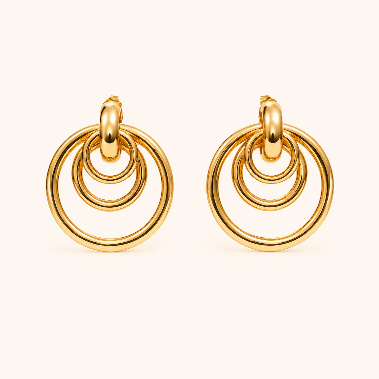 Celeste Triple Concentric Hoop Earrings - gold plated triple concentric hoop earrings for women