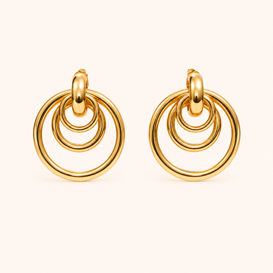 Celeste Triple Concentric Hoop Earrings - gold plated triple concentric hoop earrings for women