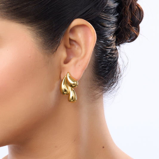 Celeste Triple Teardrop Cluster Drop Earrings - gold plated triple teardrop cluster earrings for women - view 2