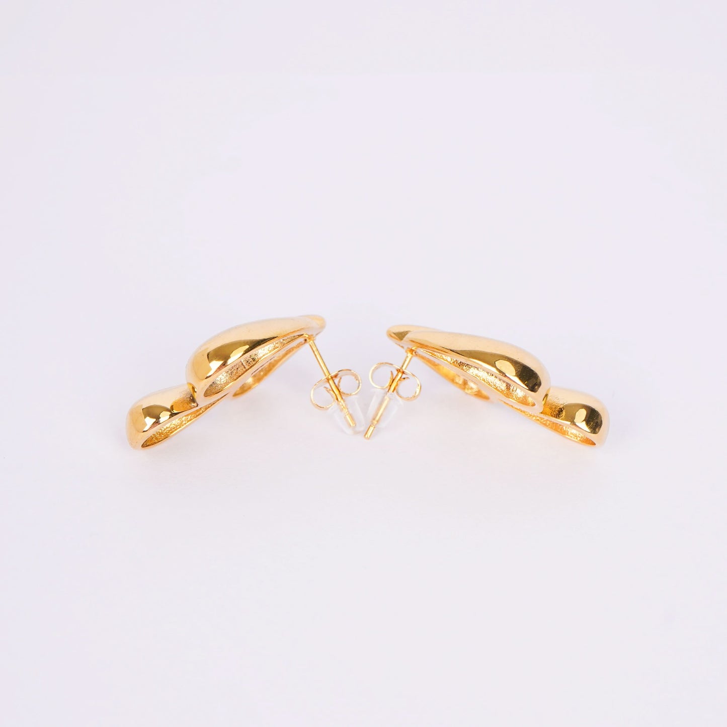 Celeste Triple Teardrop Cluster Drop Earrings - gold plated triple teardrop cluster earrings for women - view 3