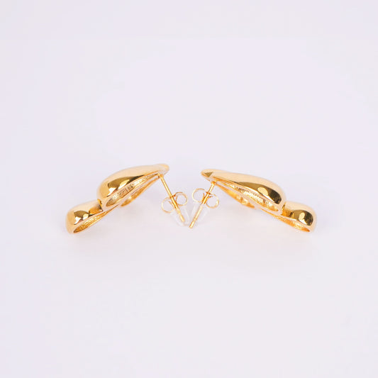 Celeste Triple Teardrop Cluster Drop Earrings - gold plated triple teardrop cluster earrings for women - view 3