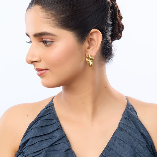 Celeste Triple Teardrop Cluster Drop Earrings - gold plated triple teardrop cluster earrings for women - view 4