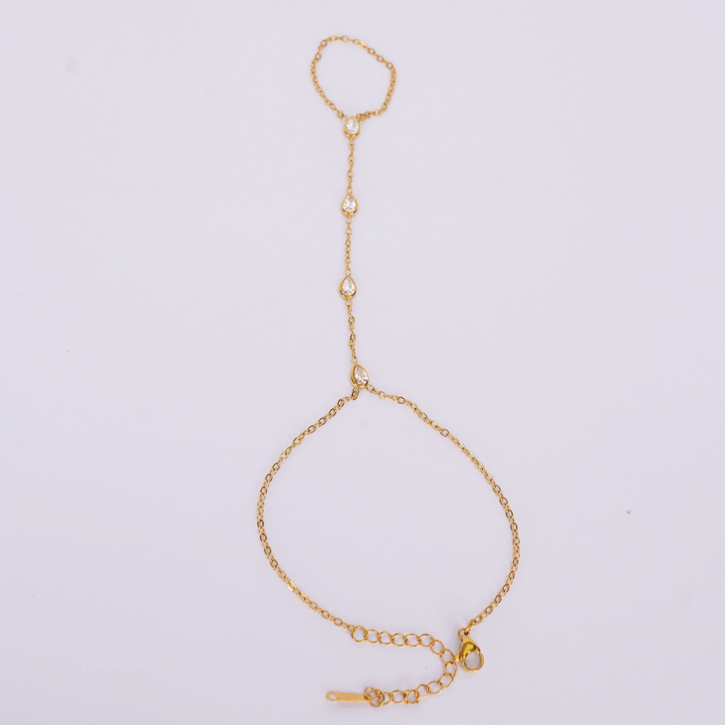 Celestia Crystal Handchain Finger Bracelet - gold dual chain wrist to finger handchain bracelet for women-3