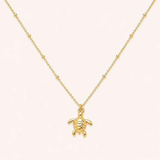 Celestia Gold Sea Turtle Pendant Necklace - gold sea turtle charm pendant necklace for women
