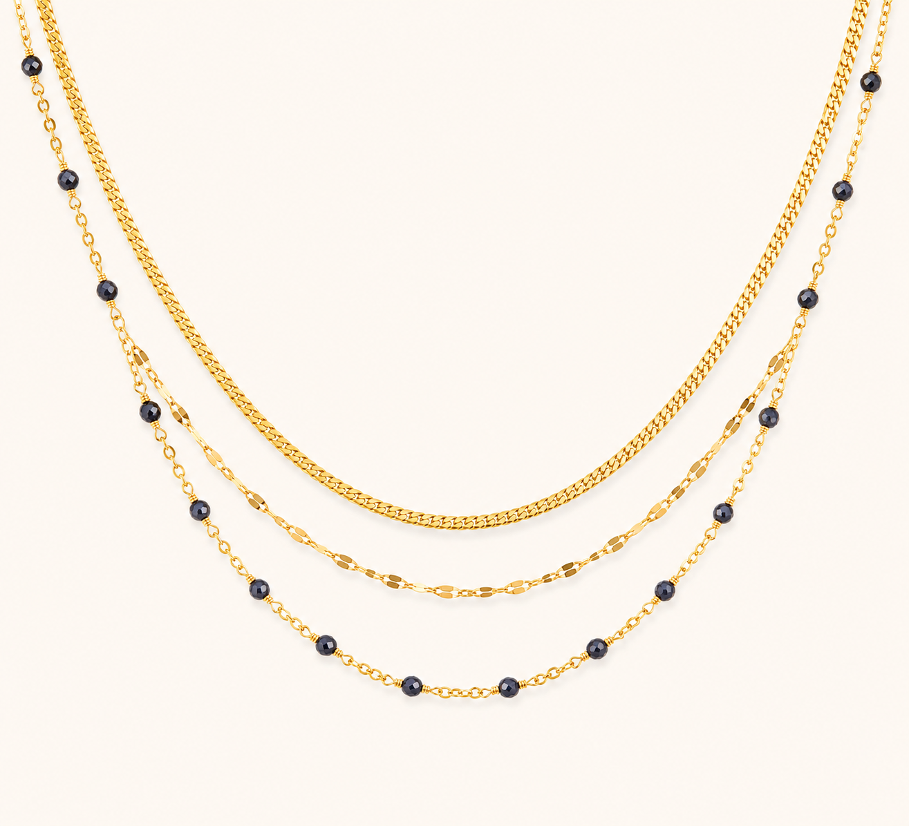 Celestia Modern Minimal Mangalsutra Necklace - double layer black bead gold chain mangalsutra necklace