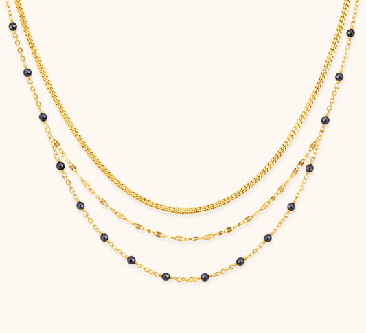 Celestia Modern Minimal Mangalsutra Necklace - double layer black bead gold chain mangalsutra necklace