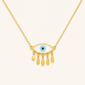 Celestia Mother-of-Pearl Evil Eye Drop Charm Necklace