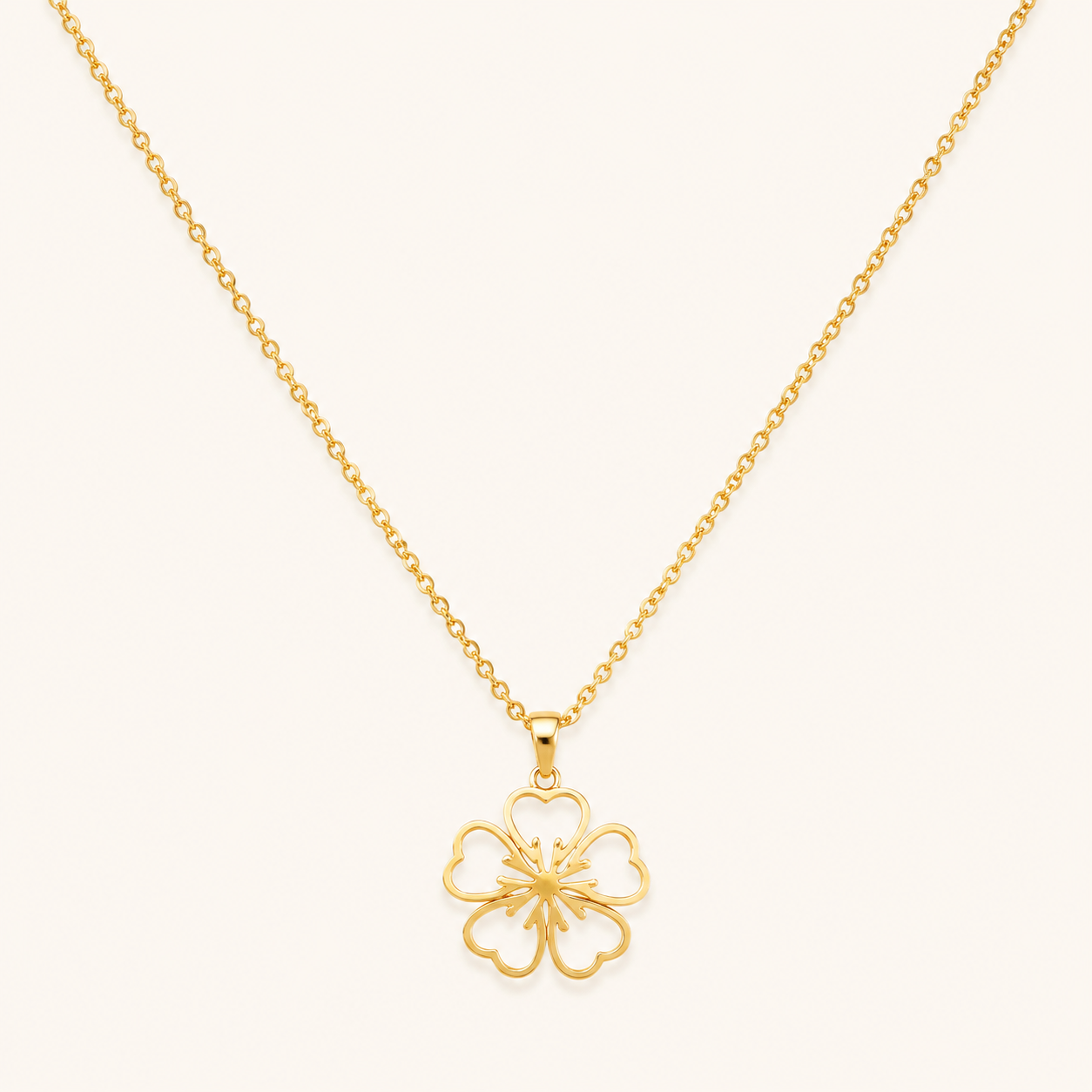 Celestia Open Petal Flower Pendant Necklace - minimal gold open flower pendant necklace for women