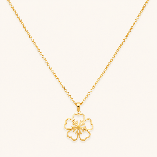 Celestia Open Petal Flower Pendant Necklace - minimal gold open flower pendant necklace for women