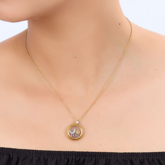 Celestial Mom Symbol Pendant Gold Necklace - gold symbolic mom pendant necklace gifting jewellery-2